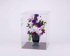 プリザーブドフラワー仏花　紫吹 しぶき モダン仏花 デンファレ ローズ