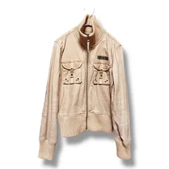 tommy jeans トミージーンズ スタンドリブカラー ジップアップブルゾン 上着 アウター 長袖 防寒 羽織り 00s Y2K レトロ レディース エルボーパッチ 秋 サイズM ショート丈 ベージュ 秋 久喜倉庫店 K181Y