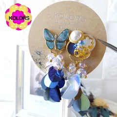 【匿名配送】【おまとめ割引】【ピアス or イヤリング 変更可】【2way】【＊2313 ブルー スパンコール ドレス ピアス イヤリング】  ハンドメイドピアス　ハンドメイドイヤリング 揺れるピアス 揺れるイヤリング