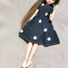 【32】2点セット 訳あり ドット柄  半袖ワンピース リカちゃん ハンドメイド 洋服 リアクロ