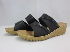 サンダル レディース   U/W/C  541-702　つっかけ ウェッジソール ラメ  軽い  ミュール カジュアル 夏 リゾート  オープントゥ  ブラック 　LLサイズ