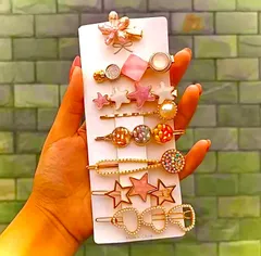 ファッションヘアアクセサリー　パール　ヘアピン　ピン留め　髪飾り　メタルヘアクリップ　バレッタ　7個セット　タイプ3