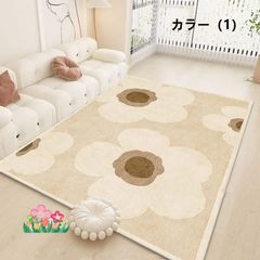 カーペット フラワー じゅうたん ラグ 毛足短い 北欧風 モダン 長方形 ラグマット 花柄 絨毯 モダン 敷物 おしゃれ フロアマット 豪華 抗菌防臭