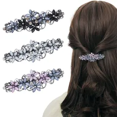 girldate ヘアバレッタ ヘアクリップ 3個セット おしゃれ 髪留め ヘアアクセサリー 髪飾り フラワー レディース 和装 成人式 入学式 誕生日
