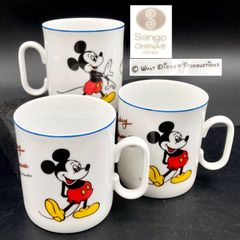MZ656) SANGO CHINA Disney ミッキー マグカップ 3点 現状品