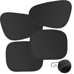 新品 Juckier 車用サンシェード 静電気式 サイド 日除け UVカット遮断 折りたたみ 簡単着脱 遮光・断熱 運転席/助手席/後部座席対応 コンパクト 4枚セット 収納ケース付