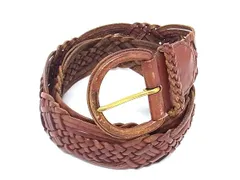 RALPH LAUREN ラルフローレン ヴィンテージ レザー 編み込み ベルト 表記サイズ S メンズ ブラウン系 DI9964