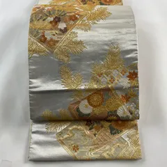 袋帯 美品 秀品 鈴乃屋 冊子 草花 刺繍 金糸 銀色 六通 正絹 【中古】