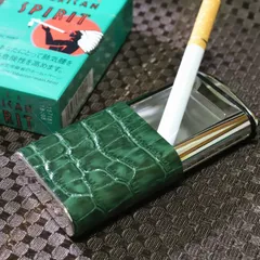 PEARL ブランド 携帯灰皿 革巻き グリーン 緑 オシャレ ピルケースも可 かっこいい シンプル アシュトレイ 灰皿 薬入れ 本革 アクセサリーケース イヤリングケース 指輪入れ 小物入れ