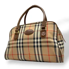 美品 BURBERRY バーバリー シャドーホース ノバチェック ハンドバッグ キャンバス レザー 本革 レディース ゴールド金具 ファスナー開閉 レザーロゴ A