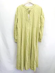 ◇ ◎ JUNOAH ジュノア 長袖 ロング丈 ワンピース サイズL ライトグリーン系 レディース E  【1406050058012】