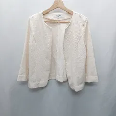 ◇ ⊇ NATURAL BEAUTY BASIC ノーカラー 長袖 ジャケット カーディガン サイズM ベージュ系 レディース E  【1411280047941】