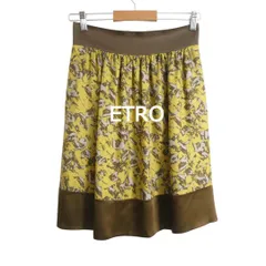 極美品 ETRO エトロ フレアスカート イージースカート ウエストゴム 膝丈 総柄 シルク マスタード色 サイズ40 レディースのサムネイル