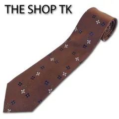 タケオキクチ THE SHOP TK 小花柄 シルク１００％ ネクタイ ブラウン系 茶色 ギフト プレゼント 就活 無料ラッピング可能