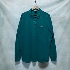 CHEMISE LACOSTE ラコステ フランス製 80's vintage コットン 鹿の子 ワンポイント 長袖 ポロシャツ size.8 (XXL) グリーン Made in France