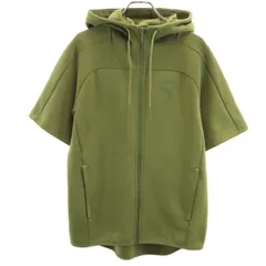 PUMA プーマ 半袖 ジップパーカー S カーキ メンズ 古着