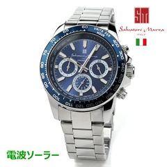 就職 入学 卒業 お祝い サルバトーレマーラ メンズ 腕時計 ブルー ソーラー電波 SALVATORE MARRA sm24108-ssbl 48.0 ブルー クロノグラフ 電波受信 10気圧防水