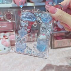 No.242  トレカデコケース　B8サイズ　フォトインキーホルダー   青　水色　ブルー　夏　トロピカル　　レジンデコ　推し活グッズ