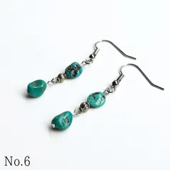NO.5/天然石タンブルターコイズの2連ピアス