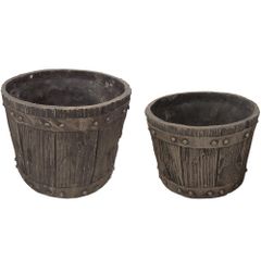FRP製バレルプランター(小/大セット)・直径24cm/直径30cm(繊維強化プラスチック）