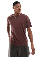 【送料無料】 アナザーインフルエンス メンズ Tシャツ トップス Another Influence acid washed oversized t-shirt in burgundy Washed Burgundy