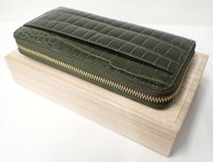 ✨ 【本クロコ使用 クロコダイル長財布 シャイニーグリーン】新品・未使用✨高級感あふれる一品