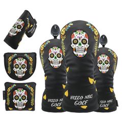 ヘッドカバー ドライバー440cc 460cc用カバー ウッド用カバー ユーティリティ UT用カバー Mexico メキシコ スカル 4点セット 自由に組み合わせ