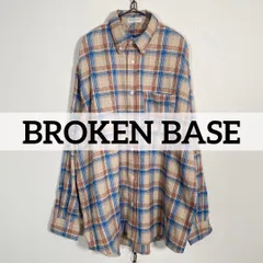 BROKEN BASE タータンチェック ボタンダウンシャツ Lサイズ ベージュ