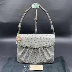J154 JRAタグ LUCIE SAINT-CLAIR ルーシーサンクレール オーストリッチ OSTRICH ハンドバッグ トートバッグ ターンロック 本革 グレー