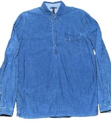 nudie jeans オーガニックコットン長袖デニムプルオーバーシャツ インディゴ Sサイズ
