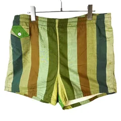ヴィンテージvintageハーフパンツショートパンツショーツ裏地メッシュストライプ緑グリーン茶色ブラウンWashable40816のサムネイル