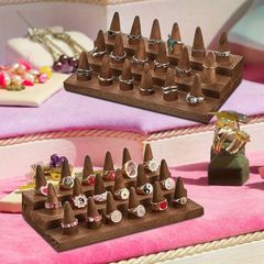 アクセサリースタンド 温かみ エレガント 指輪 18個 おしゃれ かわいい リング スタンド ディスプレイ 見せる 収納 ブラウン 4-7