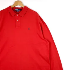90s Polo by Ralph Lauren ポロラルフローレン 長袖ポロシャツ メンズUS-XLサイズ レッド系 sh-3729