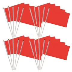 ZERONOWA 手持ち旗 赤 無地色旗 ミニ 応援フラッグ 手作り旗 体育祭 運動会 イベント(レッド20本)