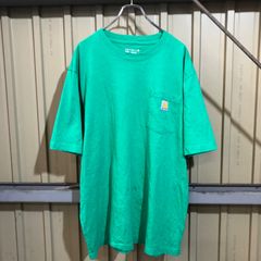 346 Carhartt 半袖 ポケットTシャツ L グリーン カーハート ロゴ 古着卸 アメリカ仕入
