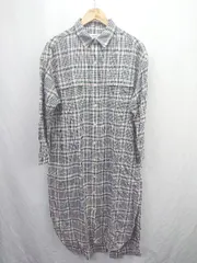 ◇ ⊇ niko and … ニコアンド チェック シャツ 長袖 ロング ワンピース サイズ3 ブラック グリーン レディース E  【1506110007179】