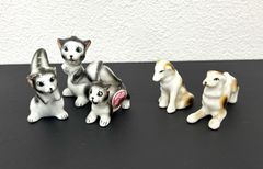 【na-00104】BONE CHINA　ボーンチャイナ　犬　昭和レトロ　陶器置物　5点　おまとめ　ミニチュア　小物