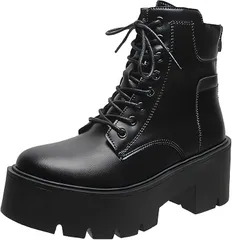 Beaumens(ビューメンス) ブーツ 厚底 レディース レースアップ クリーム ロング 歩きやすい 大きいサイズ スニーカー サンダル 春 夏 秋 冬(ブラック,  23.5 cm 3E)