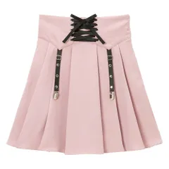 夢展望公式 [新品未使用] コルセットデザインプリーツスカート [ピンク] 他カラー別ページ有 dearmylove スカート フレア（ひざ上） 532769-01