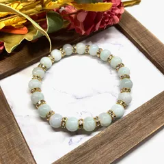 ビルマ翡翠 パワーストーン ブレスレット 10mm  天然石ブレス / メンズ レディース 男性 女性 幸運 開運 厄払い 魔除 邪気払い お守り (ゴールド☆