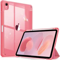 Fintie iPad 第10世代 ケース 2022 10.9 インチ 透明バックカバー Apple Pencil 収納可能 三つ折スタンド スリープ機能 軽量 薄型 傷つけ防止 PU合成レザー TPU (モデル番号A2696、A2757、A2777)（ピンク