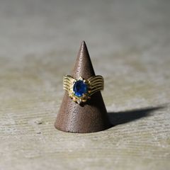 blue stone chunky curved ring ブルー ストーン カーブ デザイン チャンキー リング 指輪 ゴールドカラー 9.5号