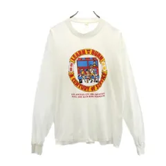 ヘフト 80s ヴィンテージ USA製 プリント 長袖 Tシャツ XL ホワイト系 HEF-T ロンT メンズ 【中古】  【230730】