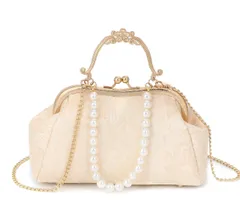 [ハルジオ] パーティーバッグ がま口 バッグ パール 蝦蟇口 ガマ口 バック パールバッグ ショルダーバッグ レディース ハンドバッグ 浴衣バッグ 結婚式バッグ 浴衣 結婚式 キャバクラ キャバ ポーチ (アイボリー) [アイボリー]