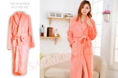バスローブ サーモン M-L メンズ レディース ふわふわ タオル地 ワンオペ 男女兼用 ガウン ルームウェア リラックス 着る毛布 ママ 子育て お風呂上がり 部屋着 あったか ギフト プレゼント 速乾 ロング マシュマロ バレンタイン エステ