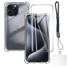 対応 iPhone 15 Pro Max ケース クリア iPhone 15Pro Max ガラスフィルム apple iphone15 Pro Max カバー TPU 保護ケース カバー背面 + アイフォン15 Pro Max ガラスフィルム い