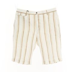 【新品】ピーティートリノ PT TORINO BERMUDA リネンレーヨン ストライプ柄 ショートパンツ ホワイトxオーカー【サイズ48】【メンズ】
