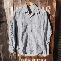 【BLUE BLUE】ブルーブルー  ハリウッドランチマーケット ハリラン 聖林公司 インディゴ ヘリンボーンストライプ 加工 デニム ウエスタンシャツ 長袖シャツ  1 (S)