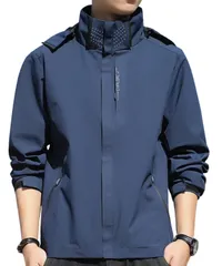 [Elixio] [エリクシオ] ウインドブレーカー ジャンパー パーカー ブルゾン マウンテンパーカー メンズ 軽い 防寒 防風 撥水 通気性 アウトドア 登山 大きいサイズ 秋 冬 春 (JP, アルファベット, XL, ネイビー) [ネイビー] [XL]