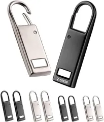 【数量限定】(黒と銀) 裁縫 手作り 手芸 DIY 交換用 交換用 ファスナー修理 カバン/財布/衣類/靴 簡単に取り付 金属製 8個入り 引き手 ファスナー enjoy One